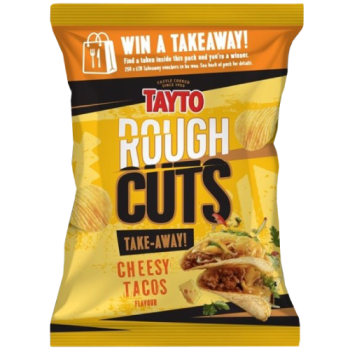 Tayto Rough Cuts Cheesy Tacos Flavour Ridged Potato Crisps 95g 