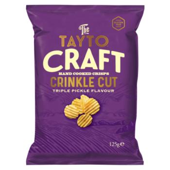 Tayto Craft Crinkle Cut Triple Pickle Flavour Hand Cooked Crisps 125g