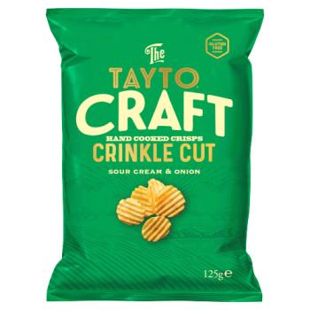 Tayto The Craft Hand Cooked Crisps Crinkle Cut Sour Cream & Onion 125g
