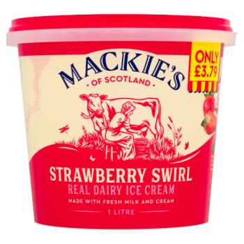 Mackie's of Scotland Strawberry Swirl Real Dairy Ice Cream 1 Litre