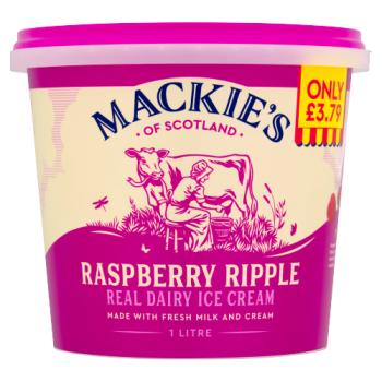 Mackie's of Scotland Raspberry Ripple Real Dairy Ice Cream 1 Litre