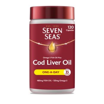 Seven Seas Cod Liver Oil One-A-Day Omega-3 Fish Oil & Vitamin D, 120 Capsules, 4 Months Supply