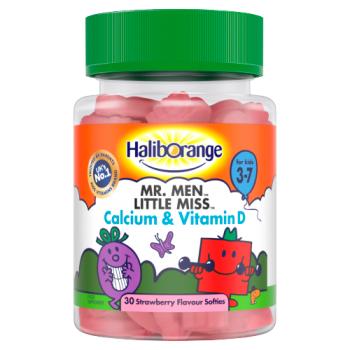 Haliborange Mr. Men Little Miss Calcium & Vitamin D 30 Strawberry Flavour Softies For Kids 3-7