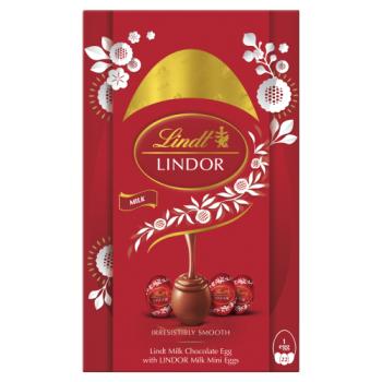 Lindt Milk Chocolate Egg with Lindor Milk Mini Eggs 215g