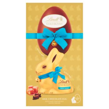 Lindt Gold Bunny Milk Chocolate Egg With Lindt Gold Bunny Salted Caramel 195g