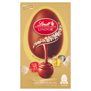 Lindt Lindor Milk Chocolate Egg With Lindor Assorted Truffles 260g