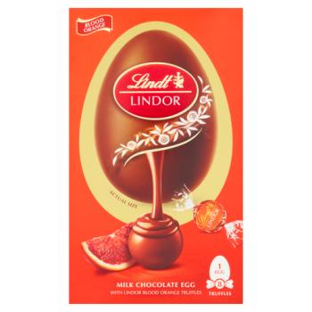 Lindt Lindor Milk Chocolate Egg With Lindor Blood Orange Truffles 260g