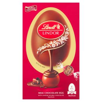 Lindt Lindor Milk Chocolate Egg With Lindor Double Chocolate Truffles 260g