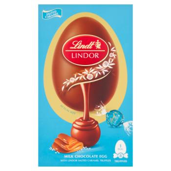 Lindt Lindor Milk Chocolate Egg With Lindor Salted Caramel Truffles 260g
