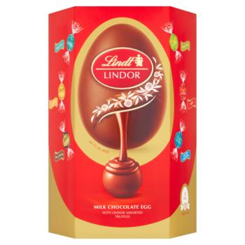 Lindt Lindor Milk Chocolate Egg With Lindor Assorted Truffles 310g
