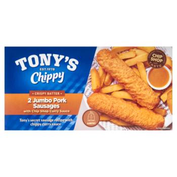Tony's Chippy 2 Jumbo Pork Sausages with Chip Shop Curry Sauce 260g