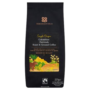 Co-op Irresistible Fairtrade Single Origin Colombian Roast & Ground Coffee 227g