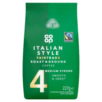 Co-op Fairtrade Italian Style Roast & Ground Coffee 227g