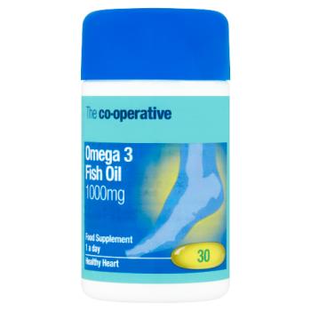 The Co-operative Omega 3 Fish Oil 1000mg 1 a Day Food Supplement 30 Capsules
