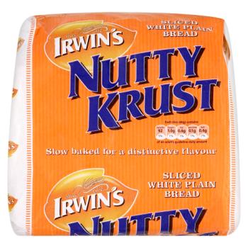 Irwin's Nutty Krust Sliced White Plain Bread 400g
