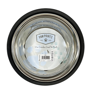 Paw Prints Stainless Steel Pet Bowl 23cm 