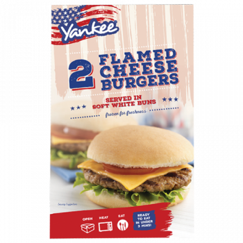 Yankee 2 Flamed Cheese Burgers 228g PM £2.49