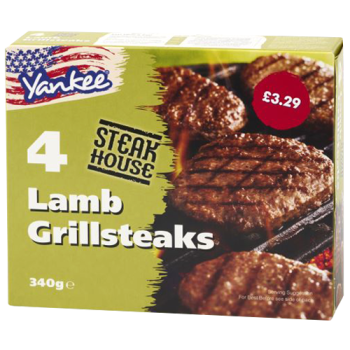 Yankee Steakhouse 4 Lamb Grillsteaks 340g PM £3.29 