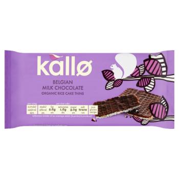Kallo Organic Belgian Milk Chocolate Rice Cake Thins 90g