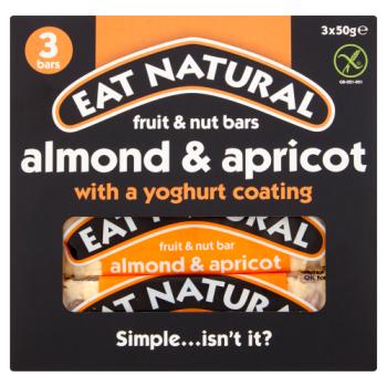 Eat Natural Fruit & Nut Bars Almond & Apricot with a Yoghurt Coating 3 x 50g
