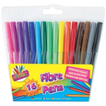 Artbox 16 Fibre Pens Assorted Colours 