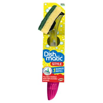 Dishmatic Style Fillable Handle Replaceable Sponge