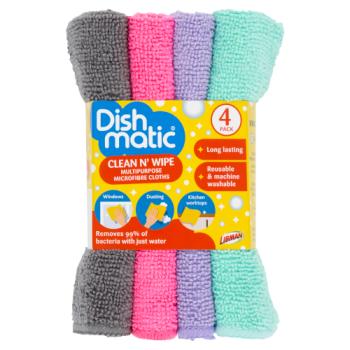 Dishmatic 4 Clean N' Wipe Multipurpose Microfibre Cloths