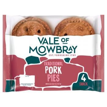 Vale of Mowbray 4 Traditional Snack Pork Pies