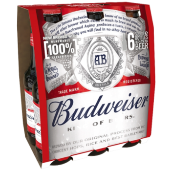 Budweiser Lager Beer Bottles 6 x 300ml 