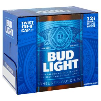 Bud Light Lager Beer Bottles 12x300ml