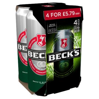 Beck's German Pilsner Beer Cans 4 x 568ml