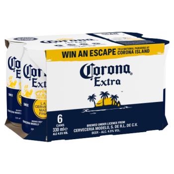 Corona Extra Premium Lager Beer Cans 6x330ml