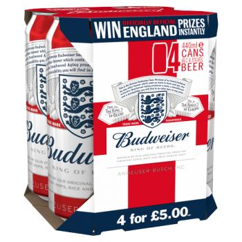 Budweiser Lager Beer Cans 4 x 440ml