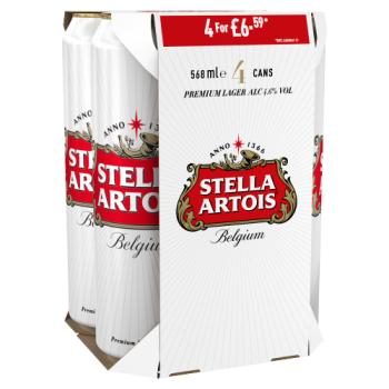 Stella Artois Belgium Premium Lager Beer Cans 4 x 568ml PMP