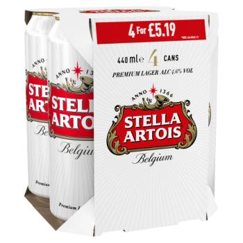 Stella Artois Premium Lager Cans 4 x 440ml