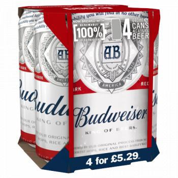 Budweiser Lager Beer Cans 4 x 440ml