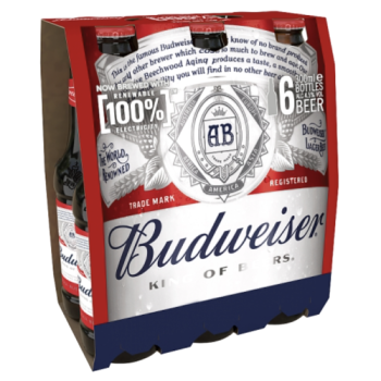 Budweiser Lager Beer Bottles 6 x 300ml 