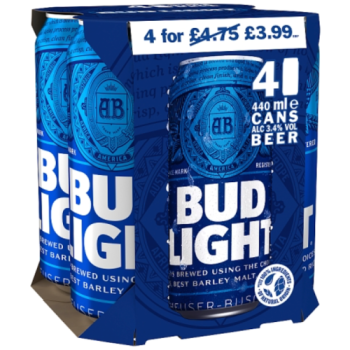 Bud Light Beer 4 x 440ml PM £3.99 