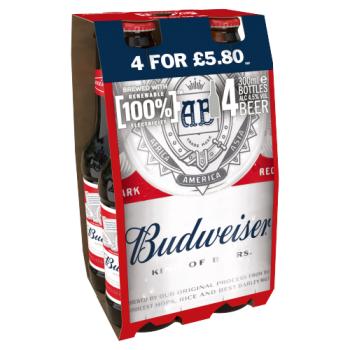 Budweiser Beer 4 x 300ml
