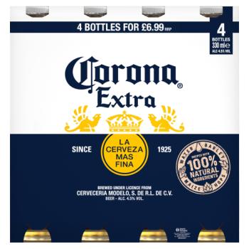 Corona Extra Premium Lager Beer Bottles 4x330ml