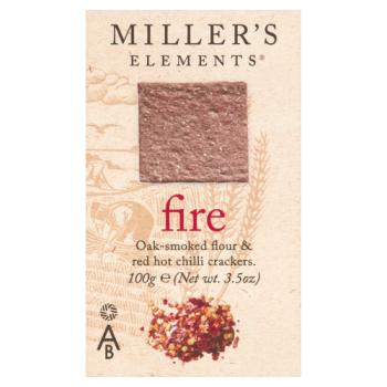 Artisan Biscuits Miller's Elements Fire Oak-Smoked Flour & Red Hot Chilli Crackers 100g