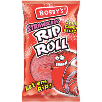 Bobby's Strawberry Rip Roll Sour Candy Belts 38g