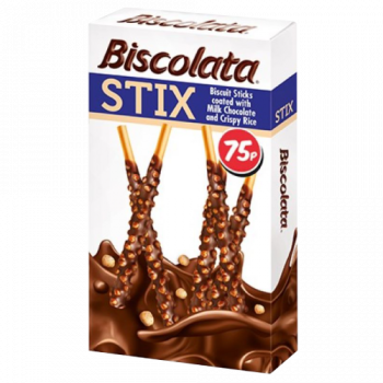 Biscolata Stix Biscuit Sticks Coated with Milk Chocolate & Crispy Rice 32g PM 75p 