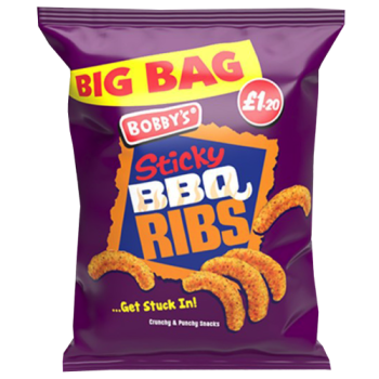 Bobby's Sticky BBQ Ribs Crunchy Snacks 70g PM £1.20 