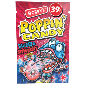 Bobby's Poppin' Candy Blue Razz & Strawberry Flavour 7g PM 39p