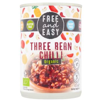 Free and Easy Organic Three Bean Chilli Ready Meal 400g