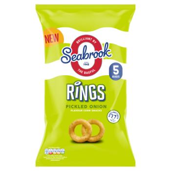 Seabrook Rings Pickled Onion Flavour Corn Snacks 5 x 16g