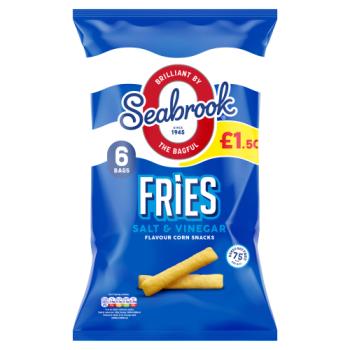 Seabrook Fries Salt & Vinegar Flavour Corn Snacks 6 x 16g