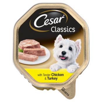 Cesar Classics Adult Wet Dog Food Tray with Chicken & Turkey in Loaf 150g