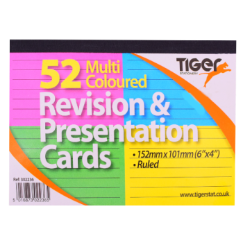 Tiger Stationery Multi Coloured Revision & Presentation Cards 52pk 